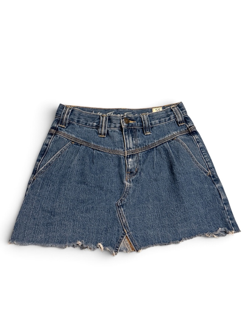 We The Free Distressed Blue Denim Mini Skirt